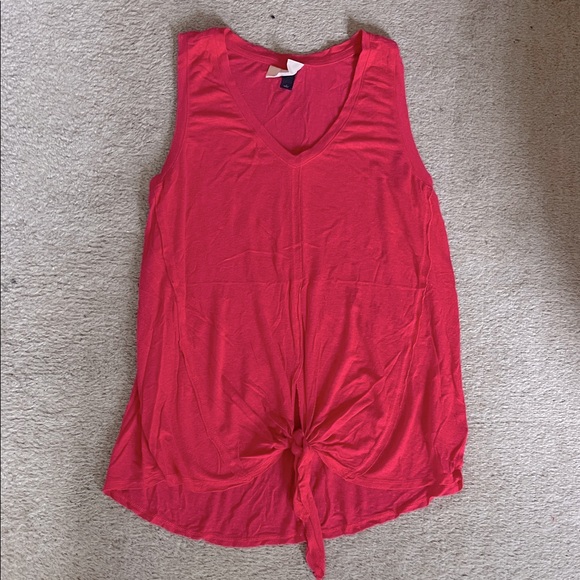 Universal Thread Tops - Universal Thread linen V-Neck Tie-Front Tank Top - Pink S